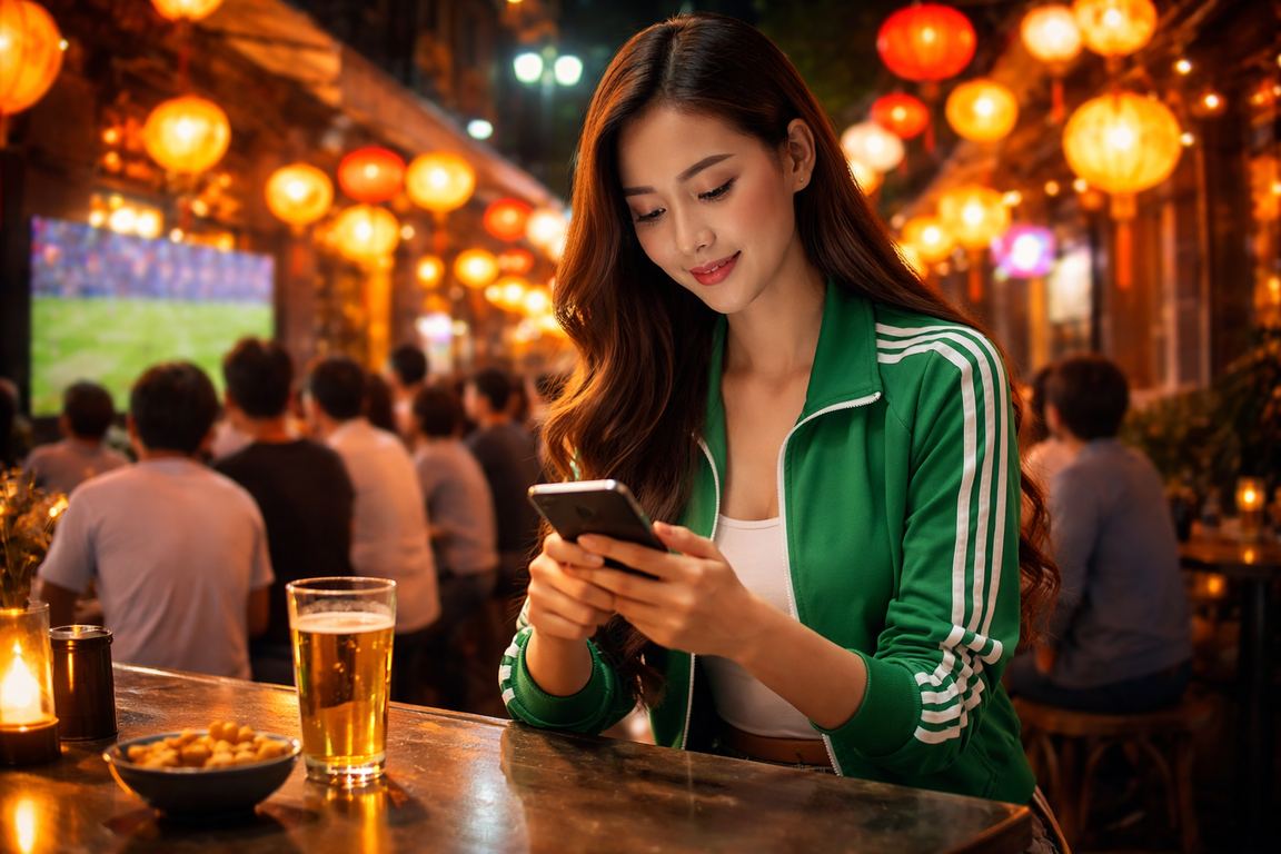 Người xem tỷ lệ kèo bóng đá buổi tối tại Hà Nội qua điện thoại di động